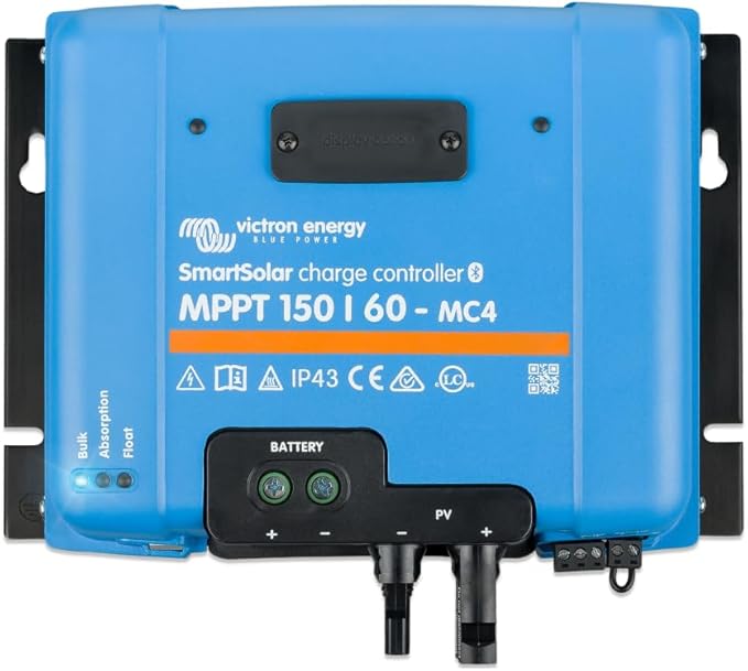 Victron Energy SmartSolar MPPT MC4 Compatible Solar Charge Controller (Bluetooth) - Charge Controllers for Solar Panels - 150V 60 amp 12/24/36/48-Volt