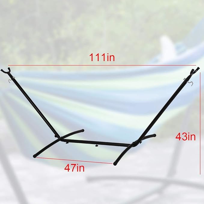 9ft Hammock Stand Portable Heavy Duty 2 Person Steel Stand Only for Outdoor Patio Backyard Indoor Bedroom with Carrying Case Weather-Resistant Finish Swing Stand 450LBS Weight Capacity Black