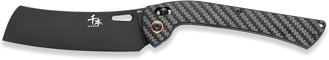 SENBON foldable chef's knife AUS-8 stainless steel with black titanium plating carbon fiber handle with back clip portable outdoor folding fruit knife