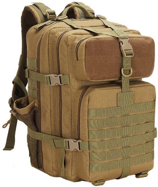 Outdoor Sports Pack Hiking Bag Rucksack Knapsack Combat Camouflage Tactical Backpack- Tan
