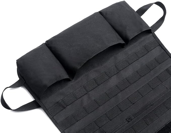 Molle Seat Back Organizer Tactical Car Seat Cover Organizer Panel with Pouches Molle Universal Vehicle Panel (Black)