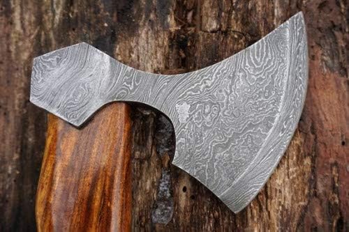 Axe Damascus Steel 14 Natural Wood Handle Axe/Hand Forged Woodsman Axe
