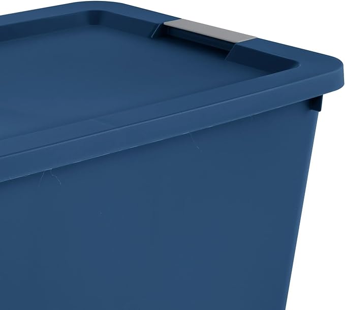 Extra Large 34 Gallon Storage Bin with Secure Latching Lid Plastic Storage Container Tote Box Blue for Garage Basement Home Organization