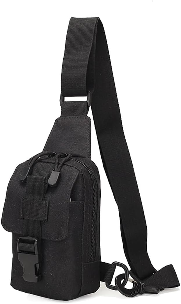 EDC Shoulder Bag Chest Pack Single Shoulder Messenger Tactical Military Bag Sport Backpack Hiking Daypack Men Women (Black)