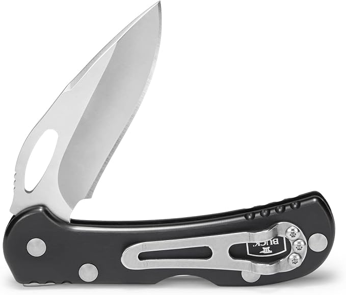 Buck Knives 726 Mini Spitfire Folding EDC Knife 2-3/4” Pocket Knife Blade Lockback Design Aluminum Handles 420HC Stainless Steel Drop Point Folding Blade Made in the USA Black 2.1 oz