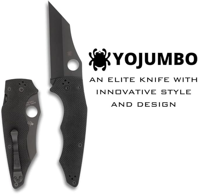 Spyderco YoJumbo Specialty Knife with Black Wharncliffe Blade and Black Coarse-Textured G-10 Handle - PlainEdge - C253GPBBK