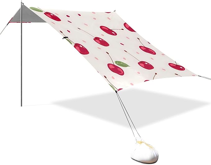 ALAZA Cherry Beach Tent Sun Shelter Portable Canopy Sunshade for Outdoor Camping Picnics Backyard Fun 10x9 ft