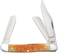 Case Carved Orange Bone Stockman Pocket KnifeMedium