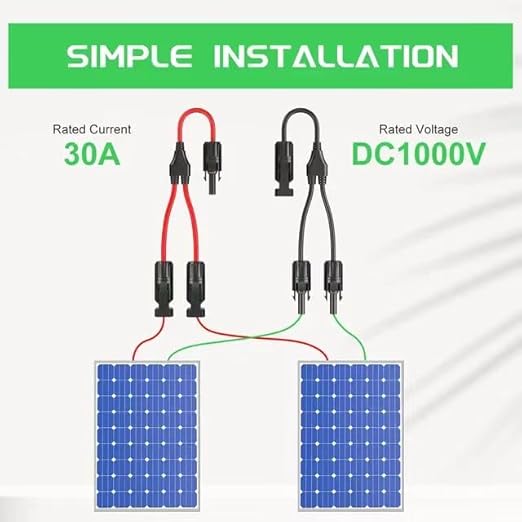 2pcs 10FT 10AWG Solar Extension Cable with Female and Male Connectorwith Extra 2pcs mc4 y connectors Adaptor Kit for Home Ship and RV Solar PanelsWaterproof Solar ExtensionCable Kit .