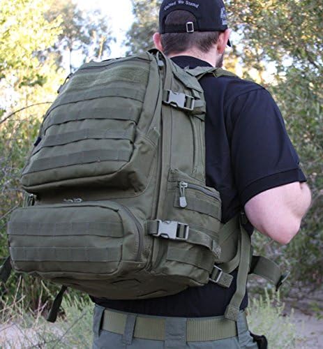 LA Police Gear LAPG Operator Tactical Backpack Adjustable Outdoor Operation Backpack with MOLLE System Hiking Knapsack - OD Green