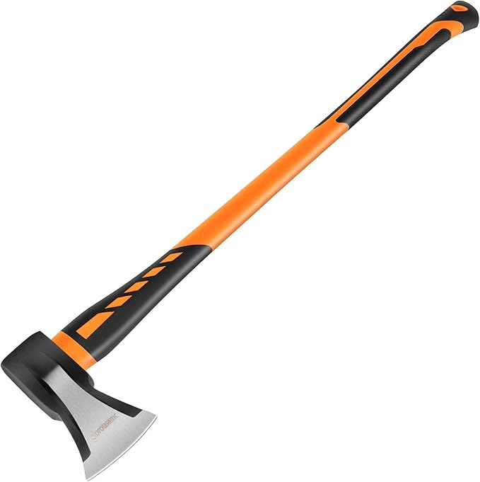 Chopping Axe Hand Axe Camp Hatchet for Splitting Kindling and Chopping Branches Wood Chopping Axe 6.8 lb with 36-in Fiberglass Handle (L)