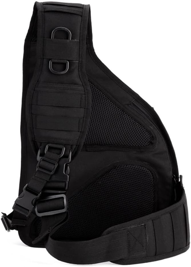UNISTRENGH Men's Tactical Sling Bag Sling Backpack Military Shoulder Bag MOLLE Assault Range Bag for Outdoor Camping Hunting (Black)