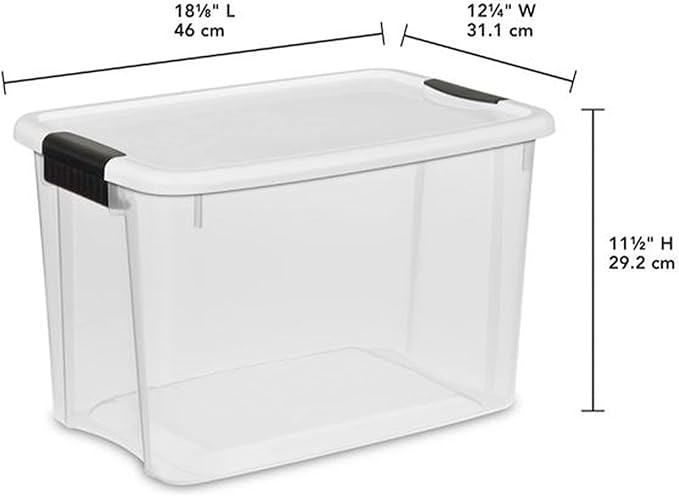 Sterilite 30 Quart (6 Pack) &amp 18 Quart (6 Pack) Clear Plastic Stackable Storage Container Bin Box Tote with White Latching Lid Organizing Solution
