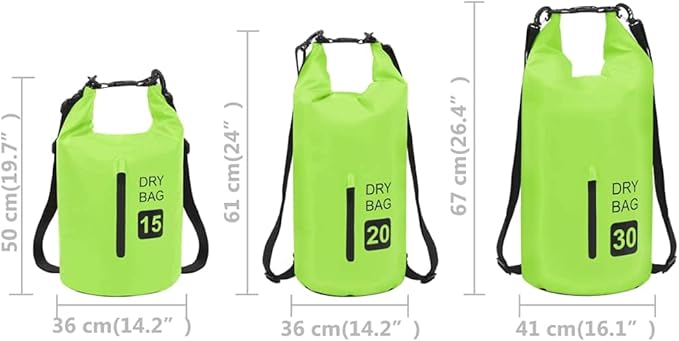 SKM Dry Bag with Zipper Green 15 L PVC (Weight-1KG)