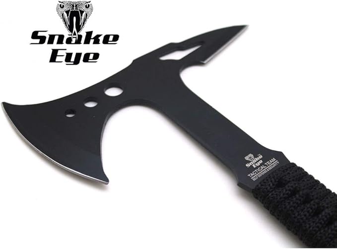 Snake Eye Tactical Compact Tomahawk Full Tang | Camping Axe | Outdoors | Gaming (Black 2)
