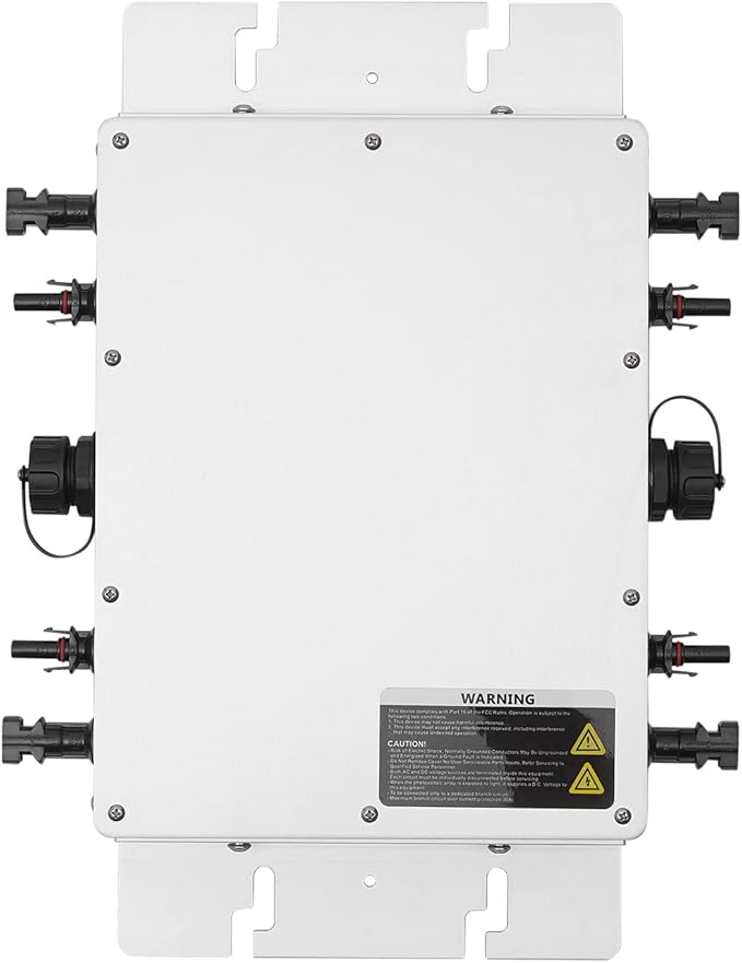 Solar Micro Inverter 1400W Solar Grid Tie Inverter Pure Sine Wave MPPT 54V DC Input IP65 Waterproof LED Indicator Grid System Compatible Silver