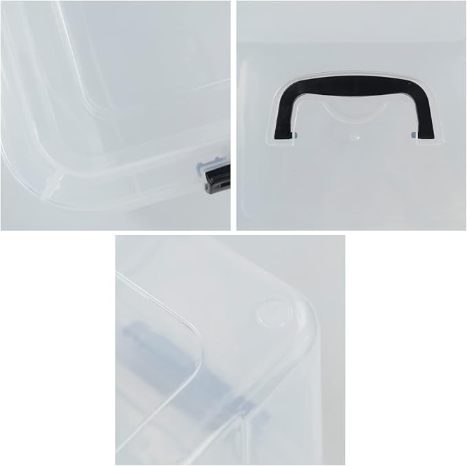 Anbers Pack of 4 Clear Latching Storage Boxes 17.5 Quart Storage Bin with Lid and Handle