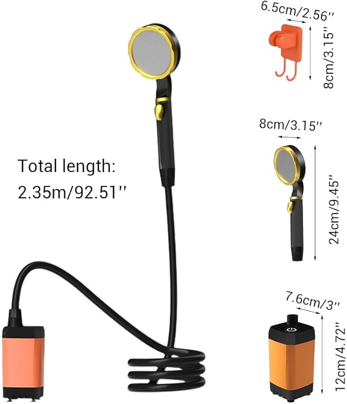 DONGKER Outdoor Shower KitPortable Shower USB Rechargeable Camping Shower with Intelligent LED Display &amp 2m Hose &amp Storage Bag for Outdoor Hiking Travel Pet Cleaning