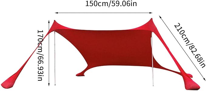 Beach Tent Sun Shelter Blocks 98% of UV Rays Water-Resistant Easy Installation Include Support Rod Storage Bag for Camping Fishing Backyard Fun or Picnics