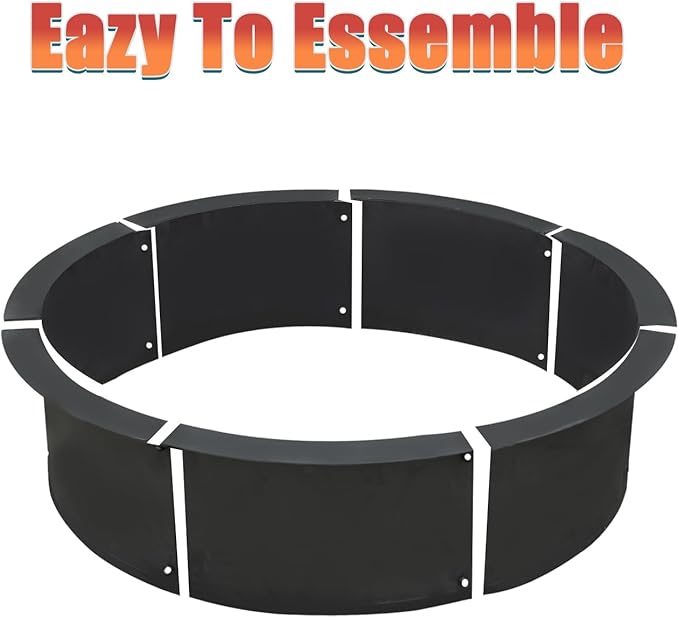 SoulMate Outdoor 35-Inch Outer/31-Inch Inner Fire Pit RingDuty Solid Metal Steel Round Firepit Rim Insert for DIY Fire Pits Outdoor Above or In-Ground Camping Garden Patio Backyard.