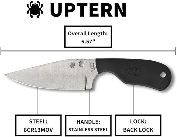 Spyderco UpTern Folding Pocket Knife with 2 8Cr13MoV Steel Blade and Stainless Steel Handle - EDC Knife for Men and Women Perfect for Hunting Tactical Camping Survival - CombinationEdge - C261PS