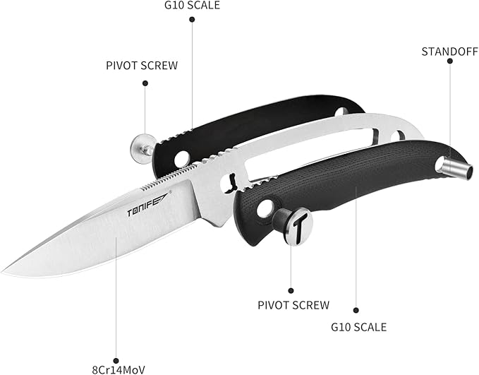 TONIFE Nova 2.68'' Blade Mini Neck Knife Full Tang Fixed Blade Knife with Kydex Sheath and Adjustable Paracord Lanyard for Camping Outdoor Survival Tool (Black+Satin)