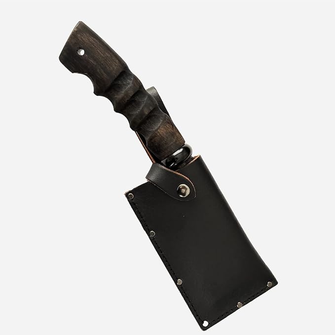 Japanese NATA Hatchet – Hand-Forged Steel &amp Iron Blade Using Traditional Swordsmithing Method | Black-Dyed Finish | Carved Wooden Handle | Leather case | Made in Japan