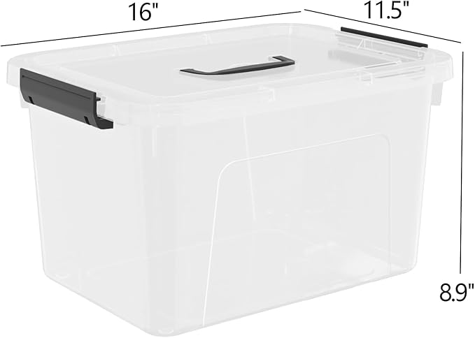 4-Pack 17.5 Quart Clear Storage Box Plastic Storage Bin with Lids