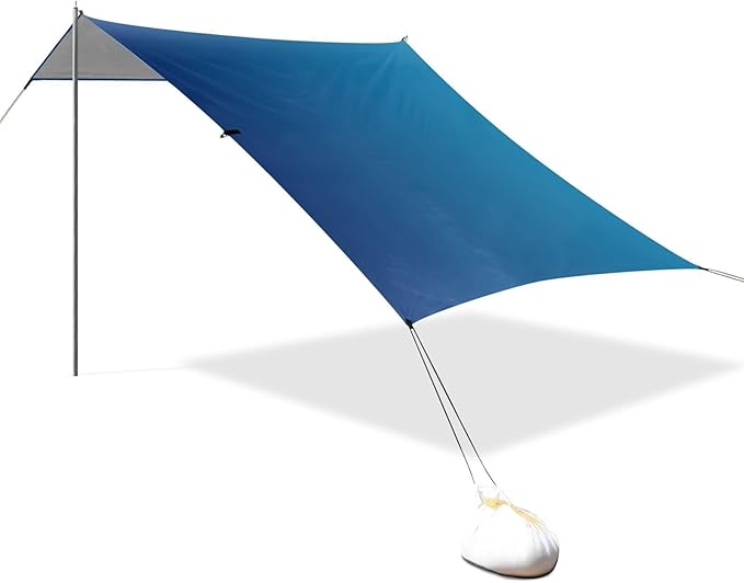 Dark Blue Gradient Beach Canopy UPF50+ Easy Setup Portable Sun Shelter with Carrying Bag for Camping Picnics Backyard &amp Fishing