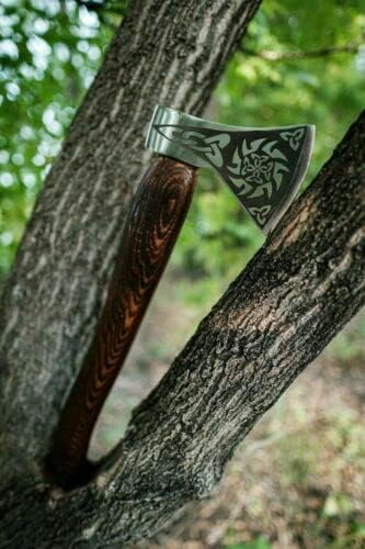 WARIVO Knives Custom Handmade Carbon Steel Viking Axe Bearded Camping Axe for Birthday Gifts