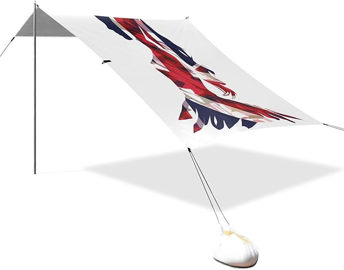 ALAZA British Flag Woman Beach Tent Sun Shelter UPF50+ Protection Beach Shade Canopy w/ 4 Sandbags for Outdoor Camping Fishing Backyard Fun Picnic 10x9 ft