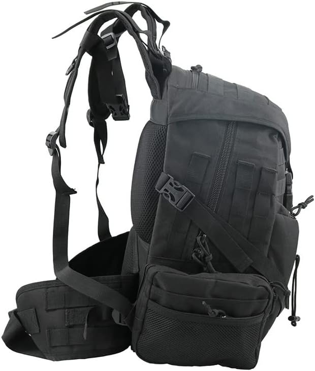 Outdoor Sports Pack Hiking Bag Tactical Rucksack Camo Knapsack Combat Camouflage Tactical Molle Backpack - Black