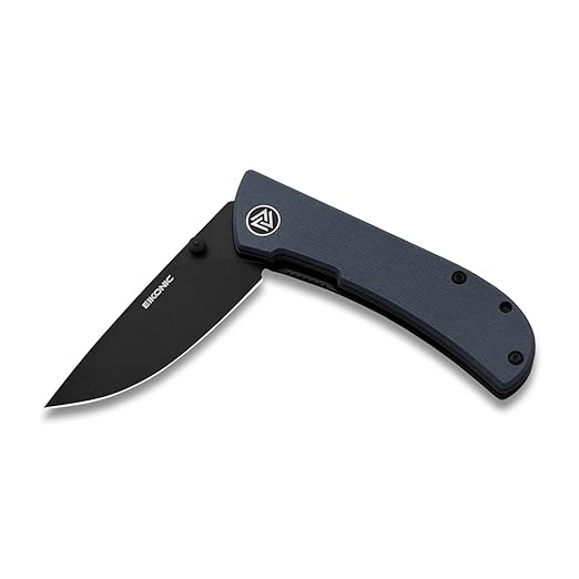 EIKONIC Knives HEAdesigns Fairwind Folding Knife 2.72 D2 Black Stonewashed Drop Point Plain Blade Blue G10 Handles Liner Lock - 220BGY