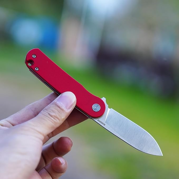 Small EDC Folding Pocket Knife with Clip for Woman - 2.76 Mini D2 Steel Satin BladeCamping G10 Handle Classic Design for Outdoor Hiking Working Man &amp Everyday Carry. Han309-RGS