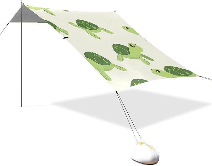 ALAZA Cartoon Turtle Pattern Beach Tent Sun Shelter Portable Canopy Sunshade for Outdoor Camping Picnics Backyard Fun 10x9 ft