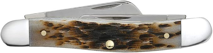 Case XX WR Pocket Knife Medium Stockman Amber Bone Handle Stainless Steel Blades Length Closed: 3 5/8 Inches