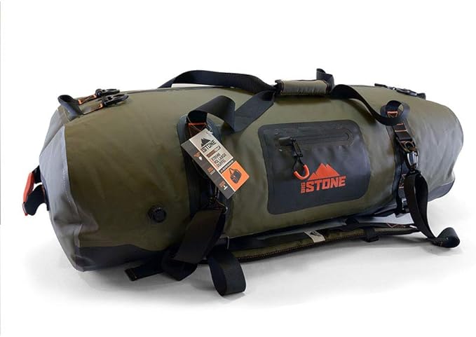 Big Stone Fully Waterproof airtight Submersible Heavy Duty Rugged Scuba Zipper Dry Bag - Carry as Duffel Backpack or Shoulder - Large/x-Large (90 Liter)