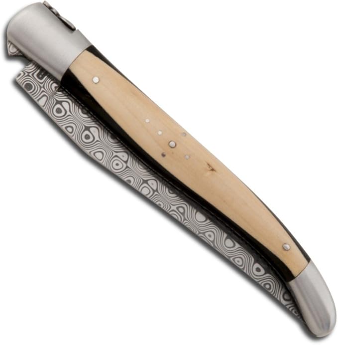Ebony and Boxwood Laguiole knife with Damascus blade - Direct from France