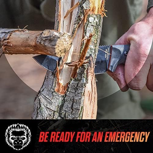 Holtzman's Gorilla Survival Naked Bloodline Full Tang Fixed Blade Survival Knife with Kydex Sheath - Durable and Versatile for Bushcraft Camping and Hiking