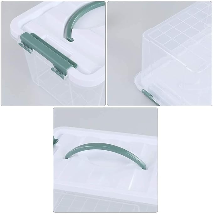 6 Pack Small Container Bins Clear Plastic Storage Boxes with Lids 11.14''L x 7.75''W x 5.67''H