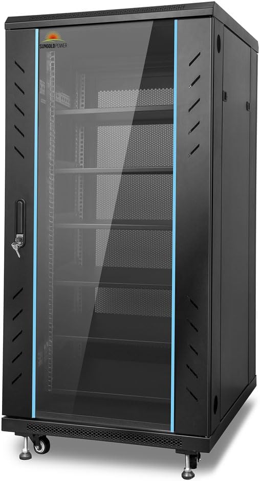SGPWATT SUNGOLDPOWER 6-Layer Enclosed Battery Cabinet with 600A Bus Bar and Wheels Compatible 100AH 3U Rack LiFePO4 Lithium Batteries Ventilation Design for Solar System and Energy Storage