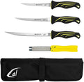 danco 5PC Fillet Knife Kit 679 with Roll Bag &amp Folding Sharpener Fish Fillet and Deboning Knives Freshwater/Saltwater Fishing Non-Slip Handle Durable Roll Bag Stainless Steel Blades