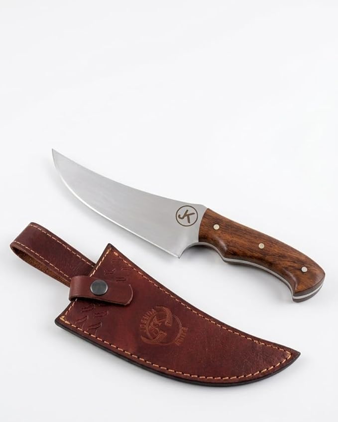 Handmade Premium Hunting Knife 12” Overall-7.5” High Carbon Steel FixBlade-4.5” Rosewood Handle Grip-With Leather Sheath-Multi Purpose Slicing Meat&ampvegetablesCampingSkinningHunting.M98HN