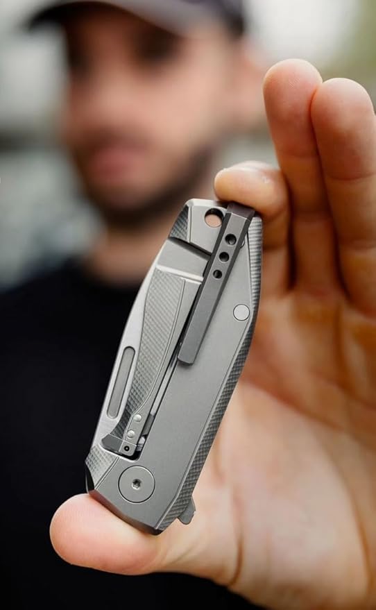 LionSTEEL NANO Titanium Frame Lock Folding Pocket Knife Magnacut Steel Blade Solid Handle Construction Drop Point Made in Italy (Black Micarta)