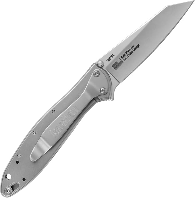 Kershaw Leek BlackWash Pocket Knife (1660BLKW) 3 Sandvik 14C28N Steel Blade 410 Stainless Steel Handle BlackWash Finish SpeedSafe Assisted Open Frame and Tip Locks Reversible Pocketclip 3 OZ