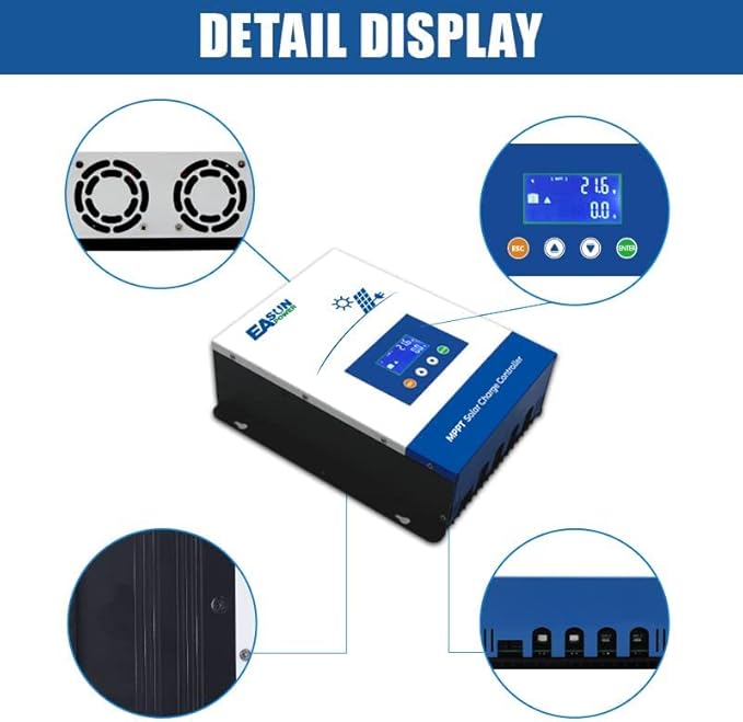 POWLAND 80A MPPT Solar Charge Controller12V/24V/36V/48V AutoMax Input 150V LCD Display Regulator Intelligent Charge Controller for Sealed Gel AGM Flooded Lithium Battery
