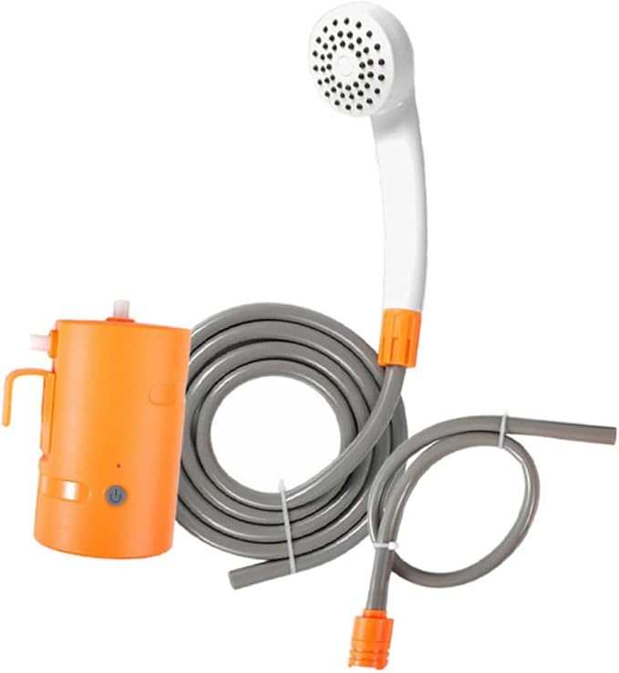 Abaodam 1Set Shower with Lighting Outdoor Camping Shower Rechargeable Battery Powered Compact Design for for Beach and Hiking Adventures Orange