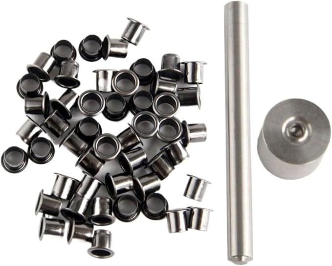 50PCS 7MM CNC Stainless Eyelet Rivets with 1 Set Punch Installation Tool Fit for Kydex Sheath Knife Case DIY Accessory