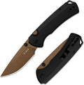 Kizer T1 BD EDC Pocket Knife 3.2Elmax Steel Drop Point Folding Knives with Titanium Handle Sunset Gold PVD&ampStonewashed Finish Thumb Stud Opener Button Liner Lock for Camping Hiking Ki3490.2B
