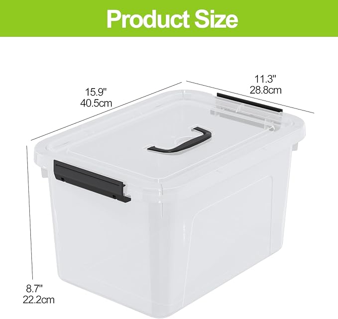 4-Pack 17.5 Quart Plastic Storage Bin Clear Storage Bins Containers Boxes with Lid and Handle